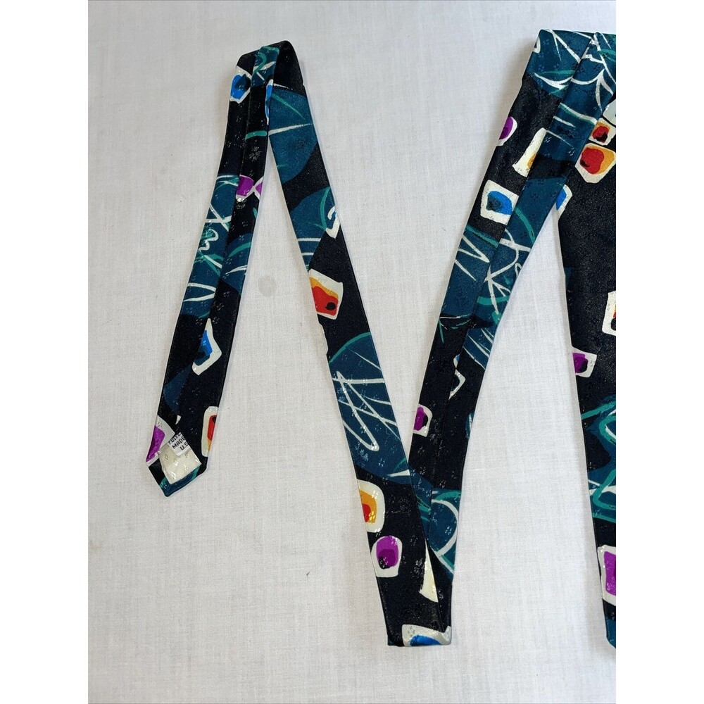 Gianno Dress Tie Mens Size 55" Black Geometric 100% Polyester Designer - Picture 5 of 12
